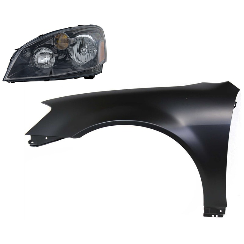 Headlight Assembly for 2005-2006 Nissan Altima, Left (Driver) Side, Halogen, 2-Piece Kit, with Fender, Replacement