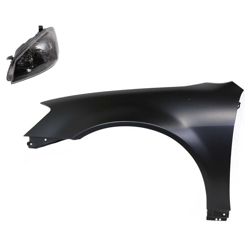 Headlight Kit for 2005-2006 Nissan Altima, Left (Driver), Lens and Housing, High-Intensity Discharge/Xenon, 2-Piece Kit, with Fender, Replacement