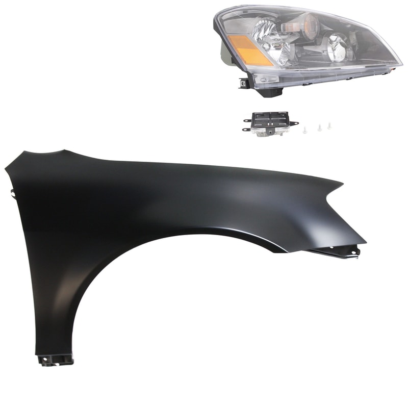 Headlight Assembly Kit for 2005 Nissan Altima, Right (Passenger) Side, HID/Xenon Light, Includes 2-Piece HID Kit with Fender - Replacement