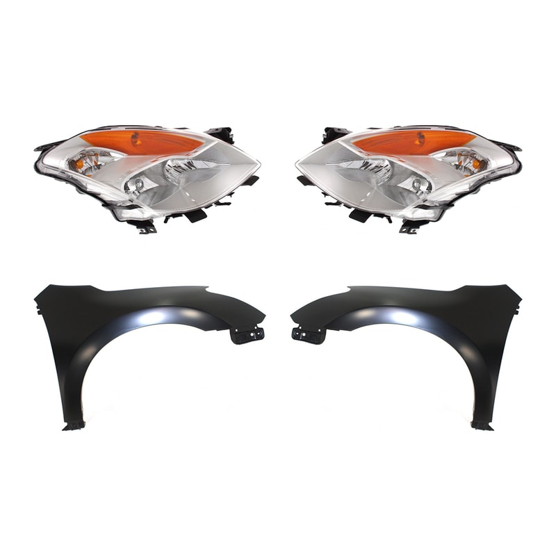 Headlight Assembly Kit for 2008 Nissan Altima, Right (Passenger) and Left (Driver), HID/Xenon Light, Includes 4-Piece Fender Set with HID Kit, Replacement