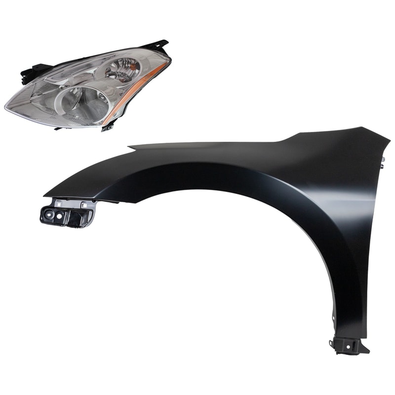 Headlight Assembly for 2010-2012 Nissan Altima, Left (Driver), HID/Xenon, 2-Piece Kit with HID Kit and Fender, Replacement