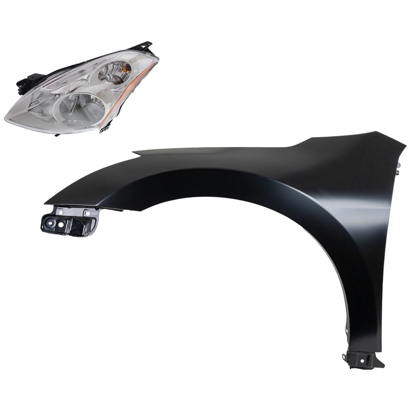 Headlight for Nissan Altima 2010-2012, Left (Driver) Side, Lens and Housing, High-Intensity Discharge/Xenon, 2-Piece Kit, with Fender Replacement