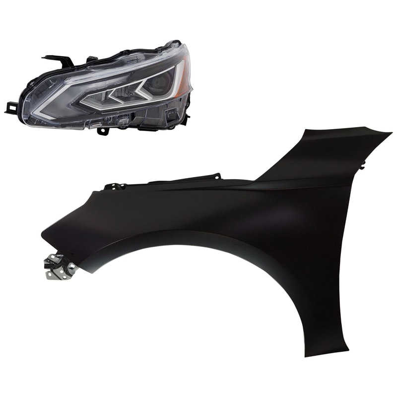 Headlight Assembly Kit for 2019-2022 Nissan Altima, Left (Driver) Side, 2-Piece with LED Fender, Replacement