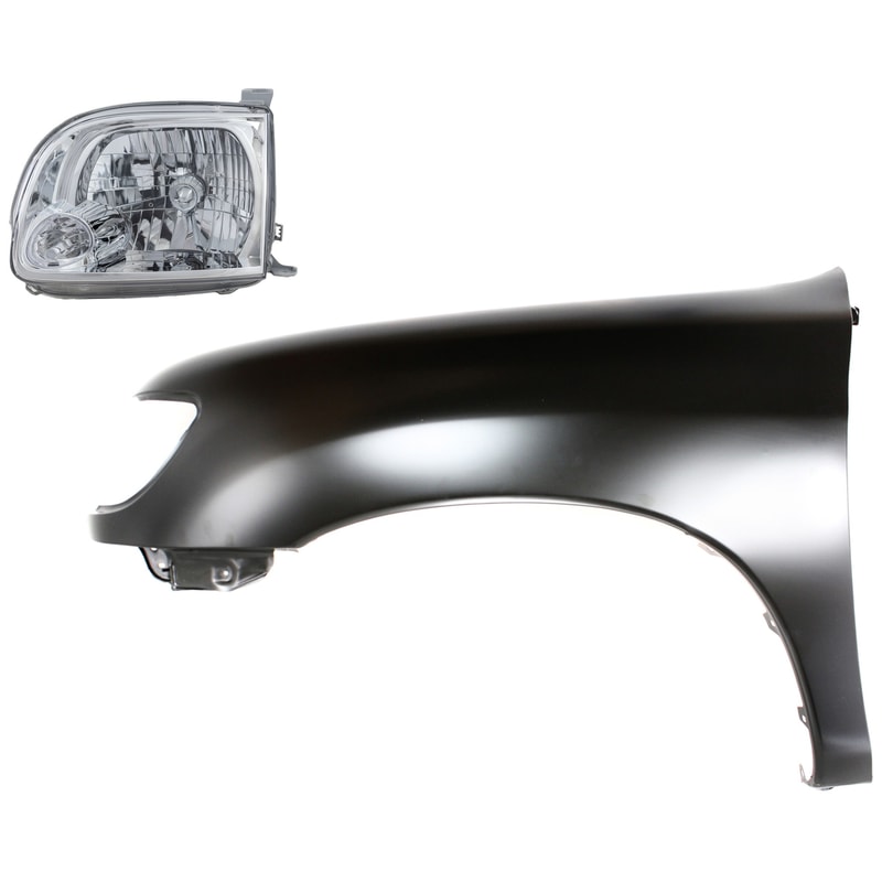 Headlight Assembly Kit for 2005-2006 Toyota Tundra, Left (Driver) Side, Halogen, 2-Piece with Fender, Replacement