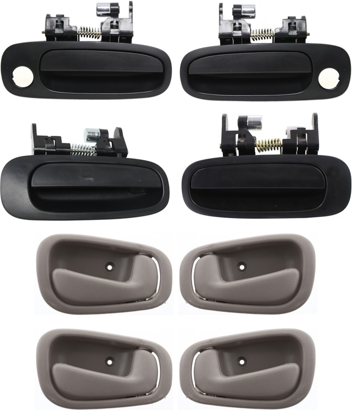 Front and Rear Door Handle Kit for Toyota Corolla/Prizm 1998-2002, Right (Passenger) and Left (Driver), Set of 8, Inner and Outer, Replacement