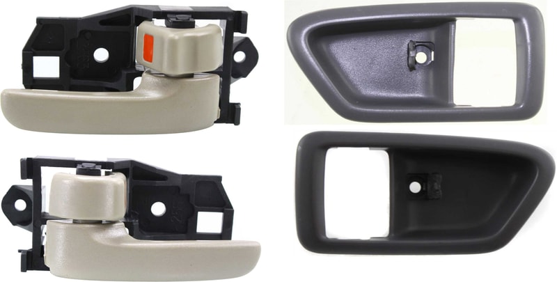 Front Interior Door Handle for 1997-2001 Toyota Camry, Right (Passenger) and Left (Driver), 4-Piece Kit with Door Handle Trims, Replacement