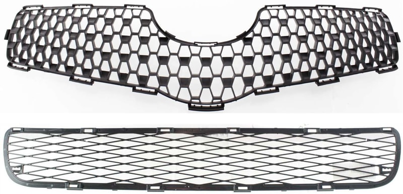 Front Bumper Grille for Toyota Yaris 2007-2008, Lower, 2-Piece Kit, with Grille, Replacement