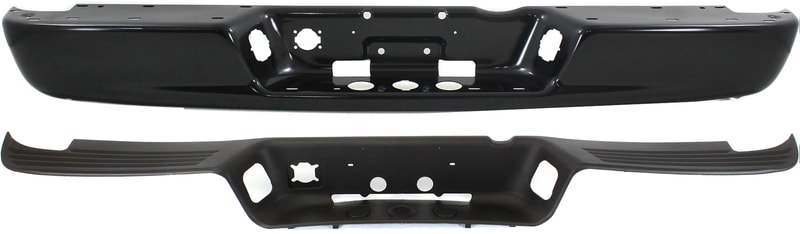 Black Steel Step Bumper Face Bar and Pad Kit for 2002-2009 Dodge Full Size Pickup, with Pad Provision and Center Pad Only, without Mounting Bracket, Fleetside, Replacement