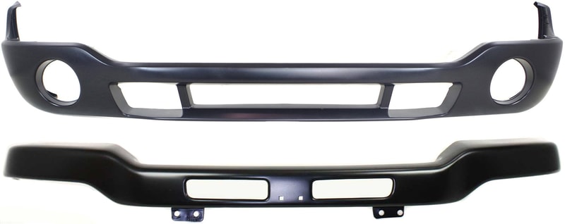 Front Bumper Kit for GMC Sierra 1500 (2003-2006), Sierra 1500 HD (2003-2006), Sierra 1500 Classic (2007), Sierra 1500 HD Classic (2007), Painted Black with Mounting Brackets, 2-Piece + Bumper Cover Replacement
