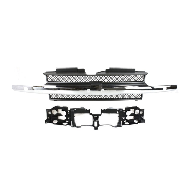 Grille and Header Panel Kit for Chevrolet Trailblazer / Trailblazer EXT 2002-2005, 2-Piece Replacement Set
