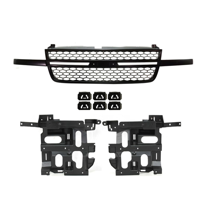 3-Piece Grille Kit for 2003-2007 Chevrolet Silverado with Headlight Brackets, Replacement