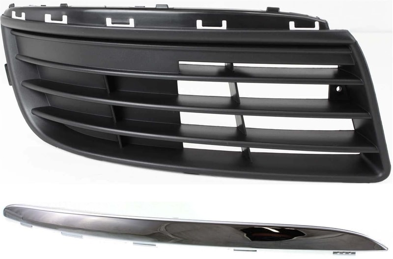 Front Fog Light Cover for Volkswagen Jetta 2005-2010, Right (Passenger) Side, 2-Piece Kit with Bumper Trim, Replacement