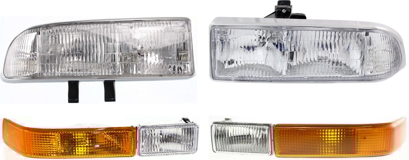 Headlight Assembly Kit for Chevrolet Blazer 1998-2005/S10 1998-2004, Right (Passenger) and Left (Driver), 4-Piece kit with Turn Signal Lights, Replacement