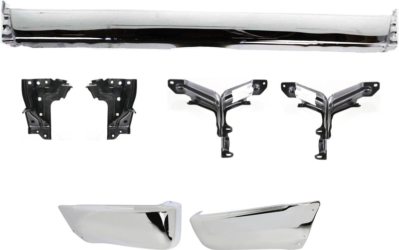 Step Bumper Face Bar Kit for 1996-1998 Toyota 4Runner, Steel, Chrome, without Pad, with Pad Provision, with Mounting Bracket, with Bumper End, Replacement