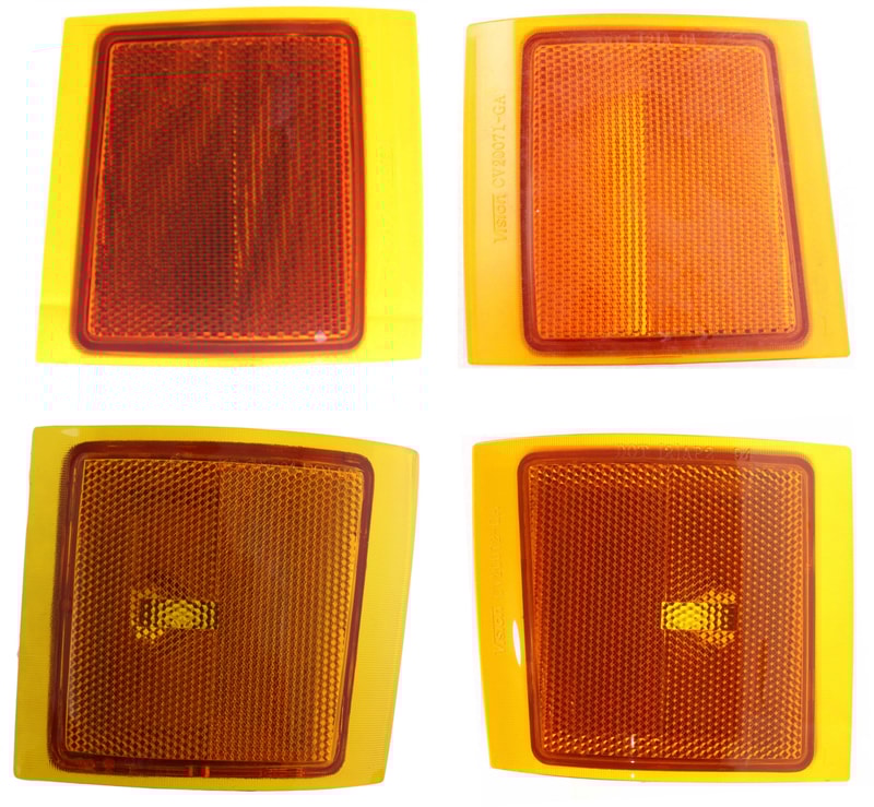Front Side Marker Light for Chevrolet C/K Full Size Pickup 1994-2000, Right (Passenger) and Left (Driver), Lower with Reflectors, 4-Piece Kit Replacement
