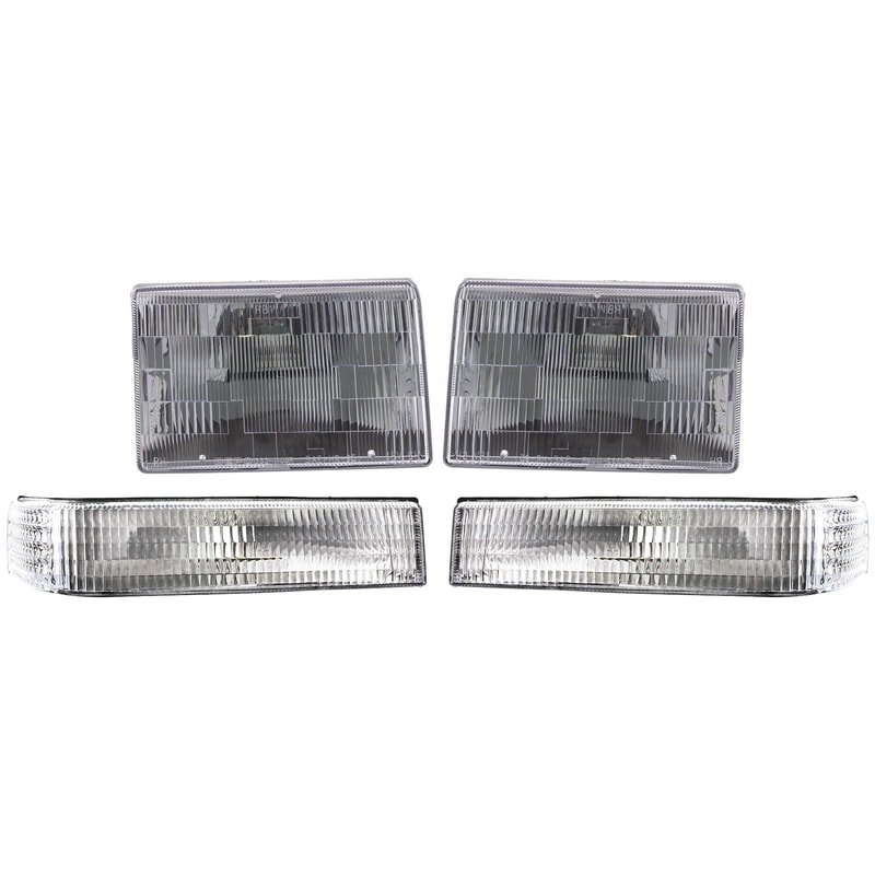 Headlight Assembly Kit for 1997-1998 Jeep Grand Cherokee, Right (Passenger) and Left (Driver), Halogen, 4-Piece Kit with Turn Signal Lights, Replacement