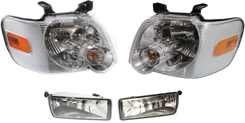Headlight Assembly Kit for Ford Explorer 2006-2010 / Explorer Sport Trac 2007-2010, Right (Passenger) and Left (Driver), Halogen, 4-Piece Kit, with Fog Lights, Replacement