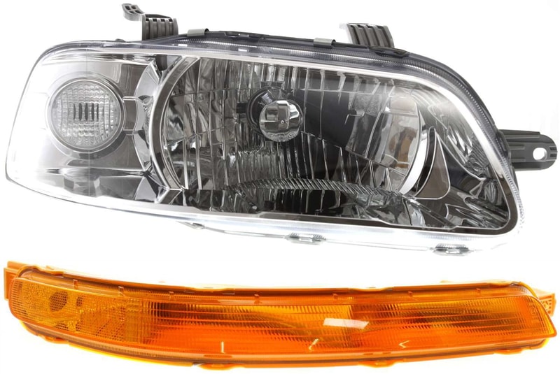 Headlight Assembly Kit for Chevrolet Aveo 2004-2007/Aveo5 2006-2008 with Right (Passenger) Side Halogen, 2-Piece Kit, Turn Signal Light, Replacement