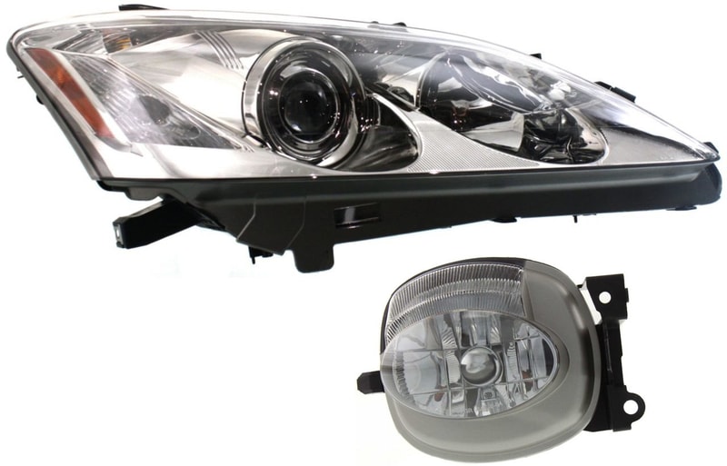 Headlight for Lexus ES350 2007-2009 Right (Passenger), Lens and Housing, Halogen, 2-Piece kit, with Fog Light Replacement