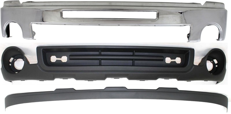 Front Bumper Set for GMC Sierra 1500 (2007-2013), Includes 3-Piece with Lower Air Deflectors, Replacement