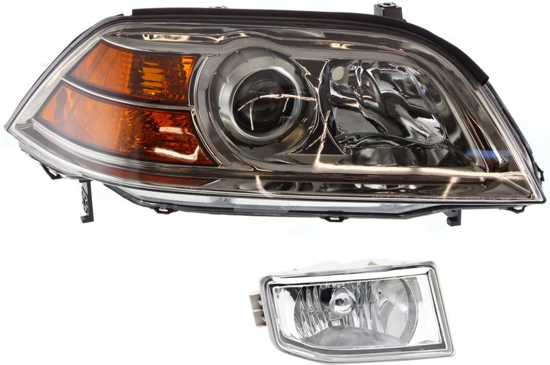Headlight Kit for Acura MDX 2004-2006, Right (Passenger) Side, Lens and Housing, Halogen with Fog Light, 2-Piece Replacement