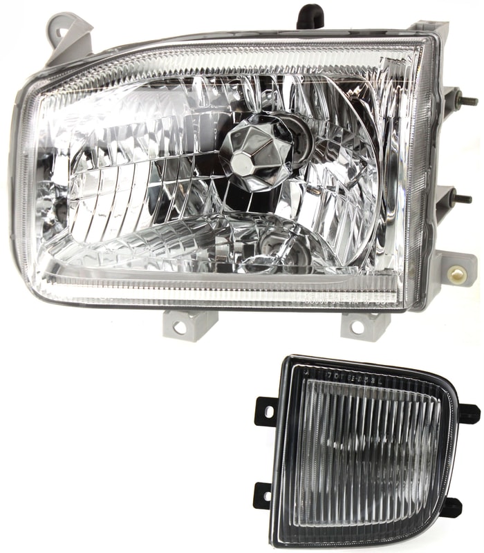 Fog Light Assembly for Nissan Pathfinder 1999-2004, Left (Driver) Side, 2-Piece Kit, Halogen, Includes Headlight, Replacement