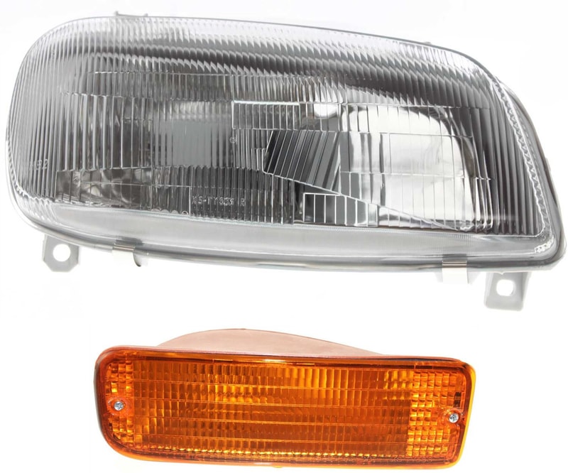 Headlight with Bulb and Turn Signal Light for 1996-1997 Toyota RAV4, Right (Passenger), 2-Piece Kit Replacement