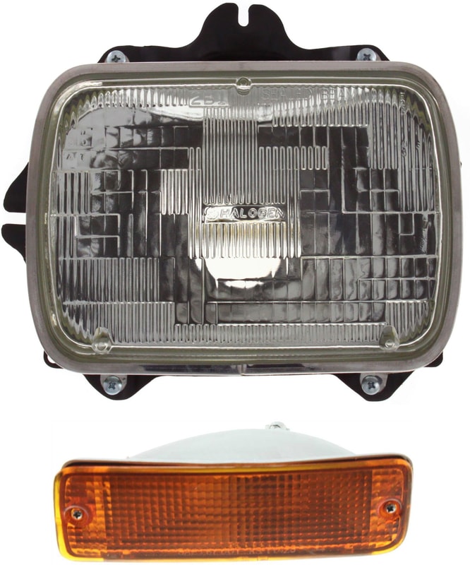 Headlight with Bulb for Toyota pickup 1989-1995, Left (Driver), 2-Piece Kit, Includes Turn Signal Light, Replacement
