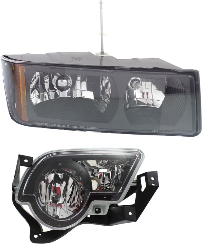 Headlight Assembly Kit for Chevrolet Avalanche 1500/2500 2002-2006, Right (Passenger) Side, Halogen, 2-Piece, with Fog Light, Replacement