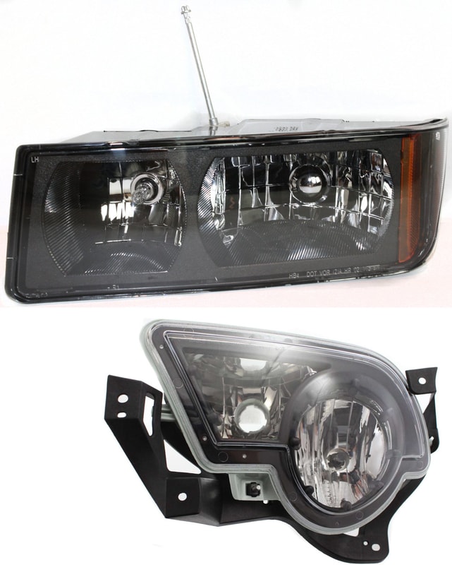 Headlight with Bulb for Chevrolet Avalanche 1500 2002-2006, Left (Driver), 2-Piece Kit, with Fog Light, Replacement