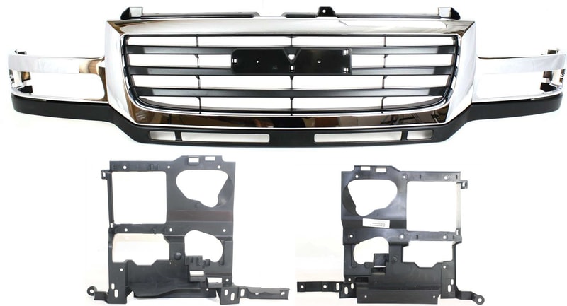 3-Piece Grille Kit with Headlight Brackets for 2003-2006 GMC Sierra 2500 HD and 2007 Sierra 2500 HD Classic - Complete Replacement Set