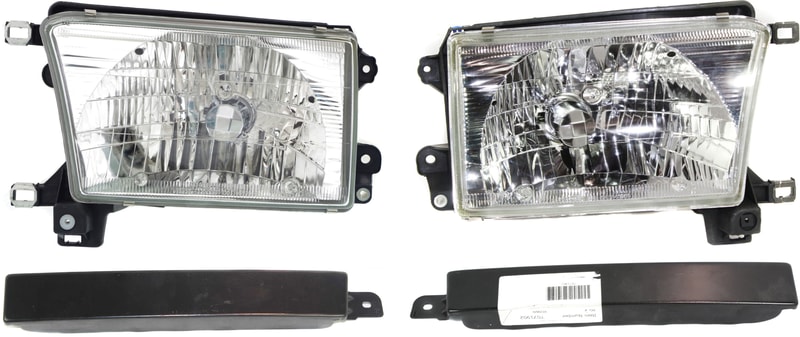Headlight Assembly for Toyota 4Runner (1999-2002), Right (Passenger) and Left (Driver), Halogen, 4-Piece kit with Grille Assembly, Replacement