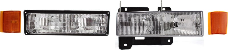 Headlight Assembly Kit for 1994-1999 Chevrolet Yukon, Right (Passenger) Side, 4-Piece with Halogen Light, Reflector, Side Marker, Turn Signal Light - Replacement