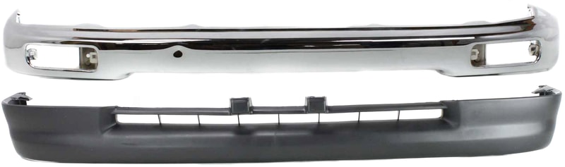 Chrome Front Bumper 2-Piece Kit with Valance for 1995-1997 Toyota Tacoma, 2WD (Two-Wheel Drive) Replacement