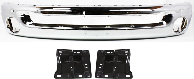 Front Bumper for 2002-2005 Dodge Ram 1500, Chrome, 3-Piece Kit with Bracket, Replacement