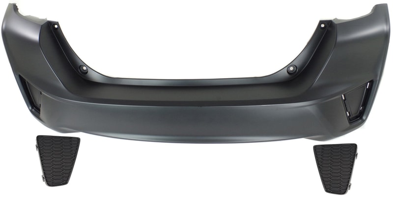 Rear Bumper Cover for Honda Fit 2015-2017, 3-Piece Kit with Bumper Trims, Replacement
