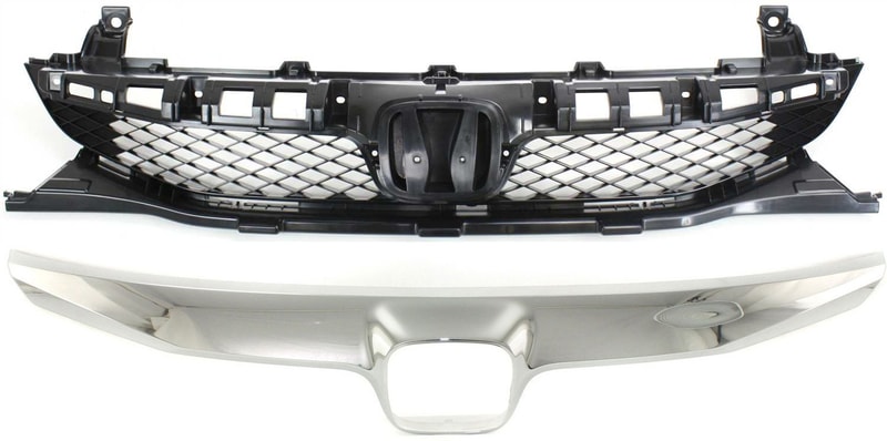 Grille Kit for 2009-2011 Honda Civic 4-Door Sedan, 2-Piece with Grille Trim, Replacement