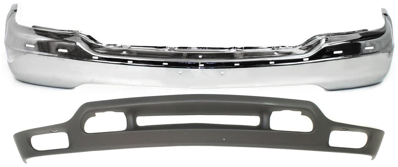Front Bumper Kit for GMC Sierra (1999-2002)/Yukon (2000-2006), Chrome, 2-Piece with Valance, Replacement