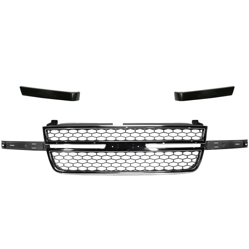 Grille Kit for 2003-2007 Chevrolet Silverado HD, 3-Piece Set with Grille Trims, Replacement