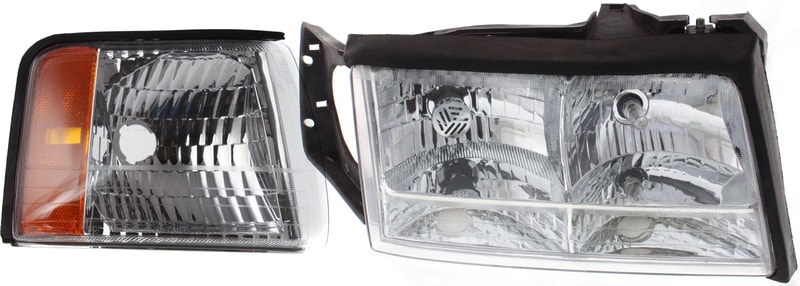 Headlight with Bulb & Corner Light for 1997-1999 Cadillac Deville Right (Passenger), 2-Piece Kit, Replacement