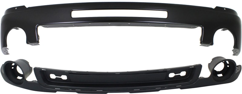 Front Bumper for GMC Sierra 1500 Denali Model Years 2007-2013, 2-Piece Kit with Valance, Powdercoated Black Replacement