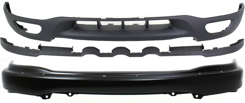Front Bumper with Valance for Ford Expedition 1999-2002 and F-Series 1999-2003, Painted Black, 2-Piece Kit Replacement