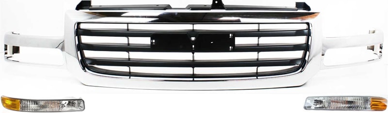 3-Piece Grille Kit for 2003-2007 GMC Sierra Pickup, Old Body Style, with Parking Light Replacement
