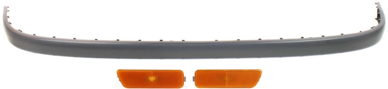 Front Bumper Molding Kit for 1999-2005 Volkswagen Jetta, Right (Passenger) and Left (Driver), 3-Piece, Primed (Ready to Paint), with Side Markers, Replacement