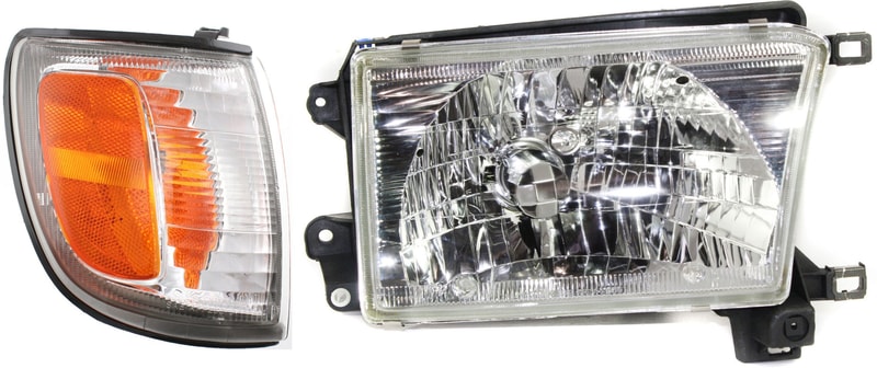 Headlight Assembly for Toyota 4Runner 1999-2002, Right (Passenger) Side, Halogen, 2-Piece Kit with Corner Light, Replacement