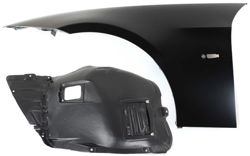 Front Fender with Fender Liner for BMW 3-Series 2006-2012 Left (Driver), Primed (Ready to Paint), 2-Piece Kit Replacement Models: for 320i, 325i, 330i, 335i