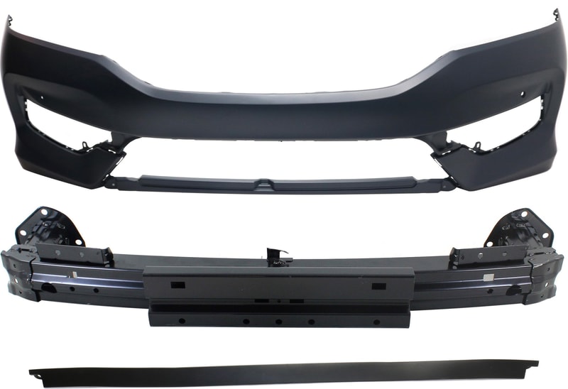 Front Bumper Cover for Honda Accord 2016-2017, 3-Piece Kit with Bumper Reinforcement and Lower Spoiler Replacement