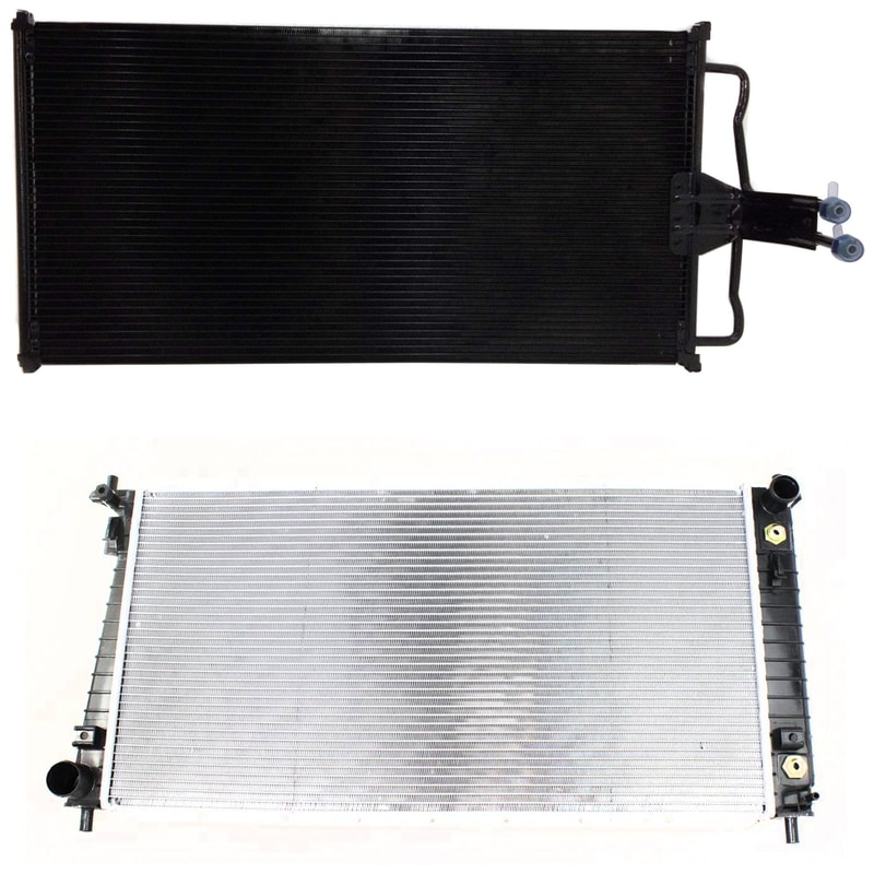 Radiator Kit for Ford F-150 2004-2008 and Mark LT 2006-2008, Aluminum Core, Suits 4.2L/4.6L/5.4L 6/8 Cylinder Engines, Single-Row Core with Air Conditioning Condenser, Replacement
