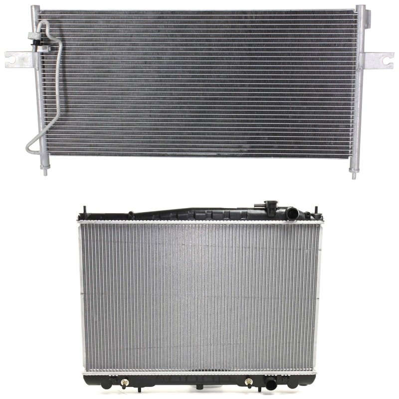Radiator Kit for Nissan Frontier 1998-2002/Xterra 2000-2002, Aluminum Core, Fits 4/6 Cylinder, 2.4L/3.3L Engine, with Air Conditioning Condenser, Replacement