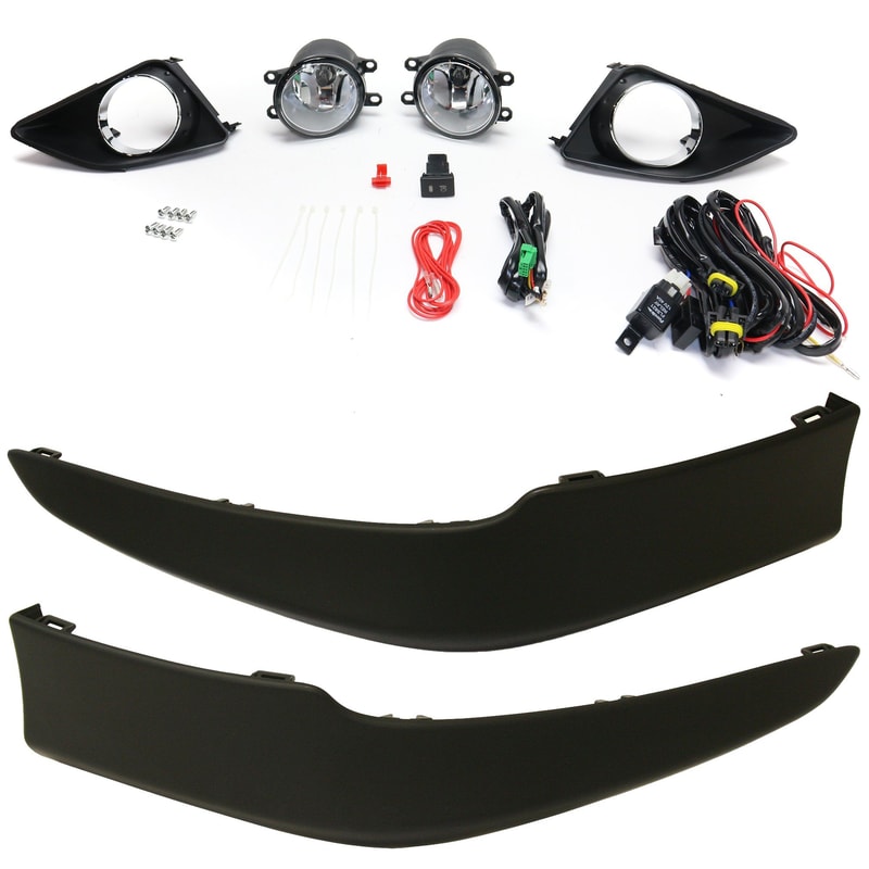 Fog Light Assembly Kit for 2009-2010 Toyota Corolla, Right (Passenger) and Left (Driver), 3-Piece Set, with Valance, Halogen, Replacement
